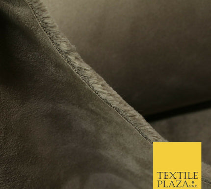 Luxury Super Soft Taupe Brown Plush Suede Backed Short Pile Faux Fur Fabric 1983