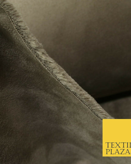 Luxury Super Soft Taupe Brown Plush Suede Backed Short Pile Faux Fur Fabric 1983