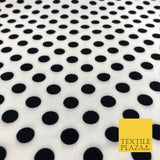 White with Black Polka Dot Spotted Spot Viscose Dress Fabric Craft 44" 955