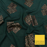 GREEN Leopard Waffle Cube Metallic Glitter Stretch Jersey Fabric - 59" 1575
