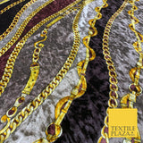 Various Floral Ornate Chain Stripe Swirl Printed Soft Stretch Velvet DressFabric