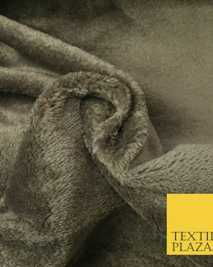Luxury Super Soft Taupe Brown Plush Suede Backed Short Pile Faux Fur Fabric 1983