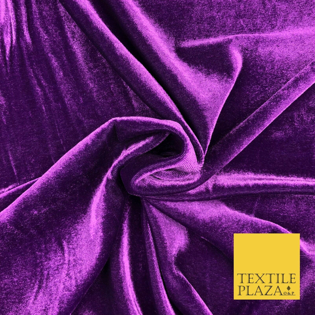 PURPLE Soft Plain Velvet Fabric Material 58" More Colours Available P1127