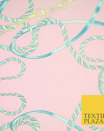 Pink Belt Chains Ropes Printed Textured Stretch Jersey Dress Fabric Craft 2073