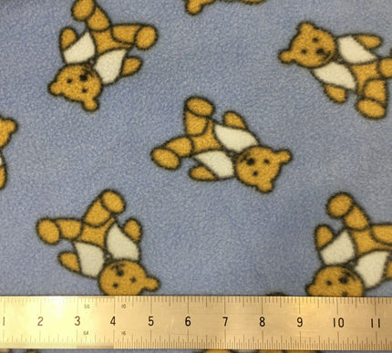 Blue Teddy Bear Printed Polar Fleece - Per Metre - 150cm - Baby Blanket - RA67