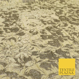 LEMON Floral Bloom Metallic Creased Brocade Jacquard Dress Fabric Craft 1551