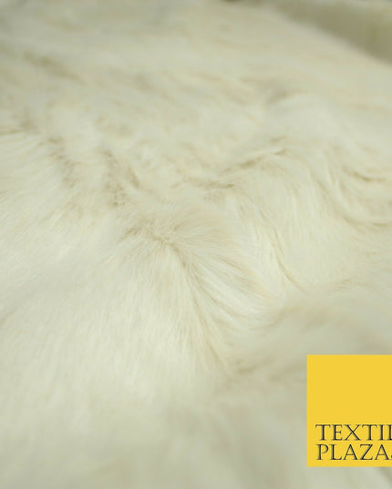 High Quality Luxury IVORY CREAM Suede Backed 1" Long Pile Faux Fur Fabric 2302