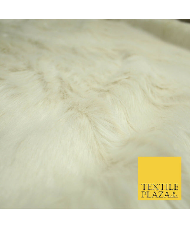 High Quality Luxury IVORY CREAM Suede Backed 1" Long Pile Faux Fur Fabric 2302