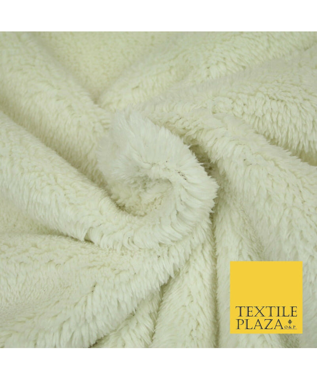 Lush IVORY Sherpa Sheepskin TAN Suede Backed Short Pile Faux Fur Fabric 2300