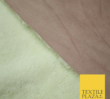 Lush Cream Sherpa Sheepskin Pink Suede Backed Short Pile Faux Fur Fabric 2295
