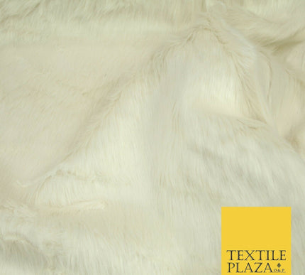 High Quality Luxury IVORY CREAM Suede Backed 1" Long Pile Faux Fur Fabric 2302