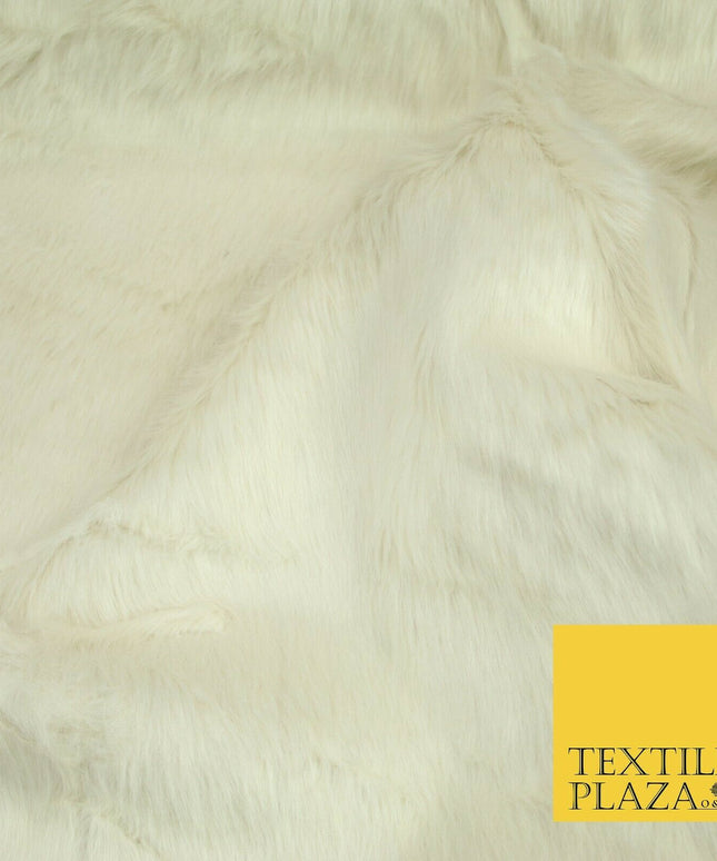 High Quality Luxury IVORY CREAM Suede Backed 1" Long Pile Faux Fur Fabric 2302