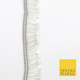 PEARL Clear Sequin Glass Tube Fringe Tassel Drop Trim Ribbon Border Lace (X177)
