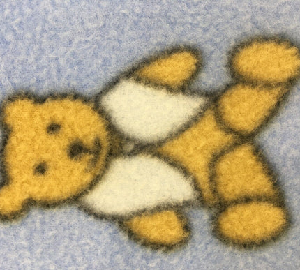 Blue Teddy Bear Printed Polar Fleece - Per Metre - 150cm - Baby Blanket - RA67