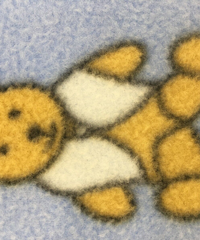 Blue Teddy Bear Printed Polar Fleece - Per Metre - 150cm - Baby Blanket - RA67