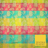 Multicolour Check Floral Banarsi Brocade Dress Indian Faux Raw Silk Fancy Fabric
