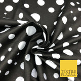 Black & White Multi Spots Winceyette Soft Brushed 100% Cotton Print Fabric RA880