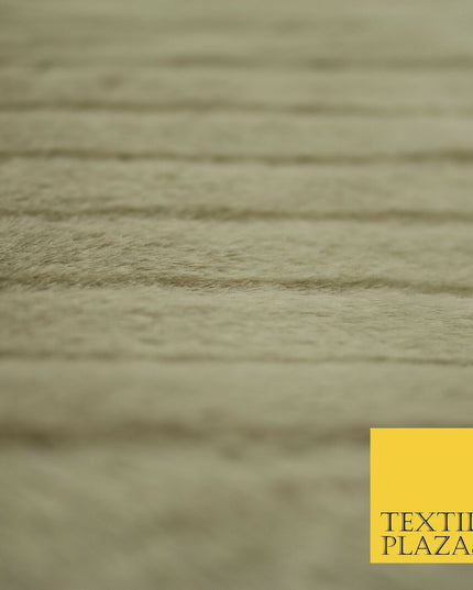 High Quality Luxury TAUPE Striped Lines Silky Short Pile Faux Fur Fabric 2301