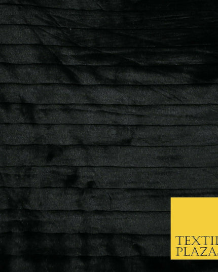 High Quality Luxury BLACK Striped Lines Silky Short Pile Faux Fur Fabric 2304