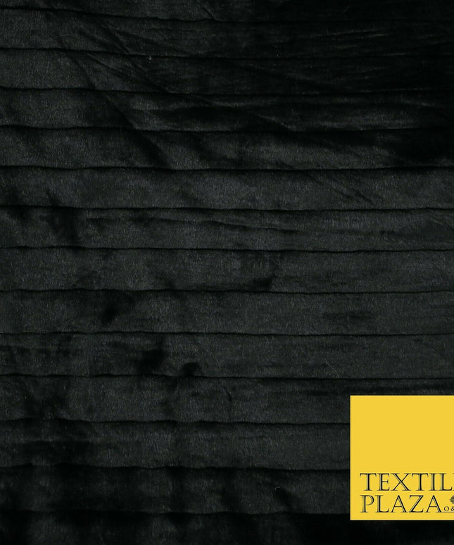 High Quality Luxury BLACK Striped Lines Silky Short Pile Faux Fur Fabric 2304