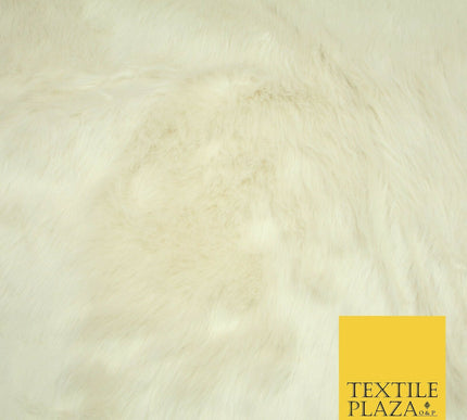 High Quality Luxury IVORY CREAM Suede Backed 1" Long Pile Faux Fur Fabric 2302