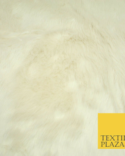 High Quality Luxury IVORY CREAM Suede Backed 1" Long Pile Faux Fur Fabric 2302