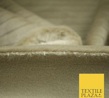 High Quality Luxury TAUPE Striped Lines Silky Short Pile Faux Fur Fabric 2301