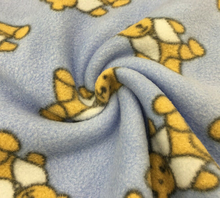 Blue Teddy Bear Printed Polar Fleece - Per Metre - 150cm - Baby Blanket - RA67