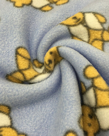 Blue Teddy Bear Printed Polar Fleece - Per Metre - 150cm - Baby Blanket - RA67