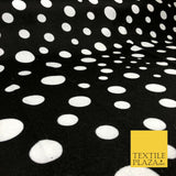 Black & White Multi Spots Winceyette Soft Brushed 100% Cotton Print Fabric RA880