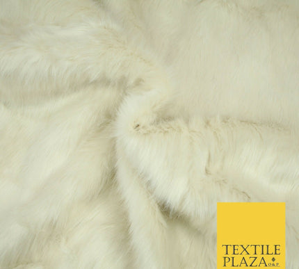 High Quality Luxury IVORY CREAM Suede Backed 1" Long Pile Faux Fur Fabric 2302
