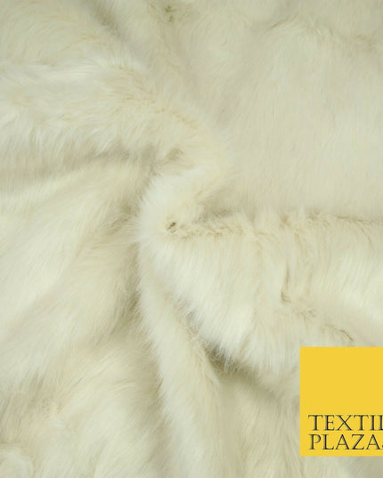 High Quality Luxury IVORY CREAM Suede Backed 1" Long Pile Faux Fur Fabric 2302