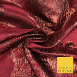 RED WINE Luxury Flower Textured Brocade Jacquard Dress Fabric Metallic Fancy1445