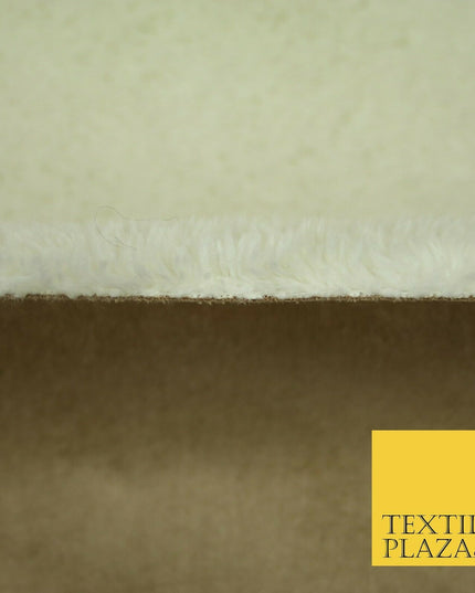 Lush IVORY Sherpa Sheepskin TAN Suede Backed Short Pile Faux Fur Fabric 2300