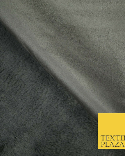 Luxury Plush Soft DUSTY GREY Suede Backed Short Pile Faux Fur Fabric 2296