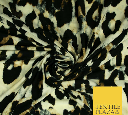 Jungle Leaves Floral Animal Cheetah Print Soft Stretch Jersey Dress Fabric Craft