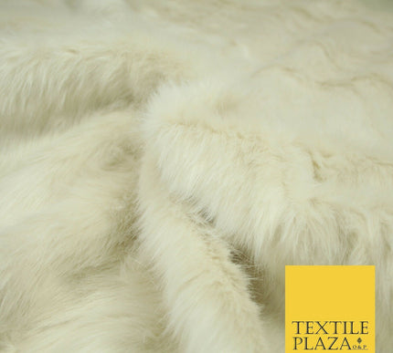 High Quality Luxury IVORY CREAM Suede Backed 1" Long Pile Faux Fur Fabric 2302