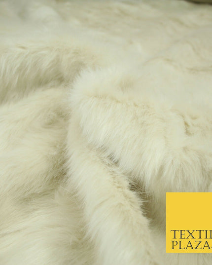 High Quality Luxury IVORY CREAM Suede Backed 1" Long Pile Faux Fur Fabric 2302
