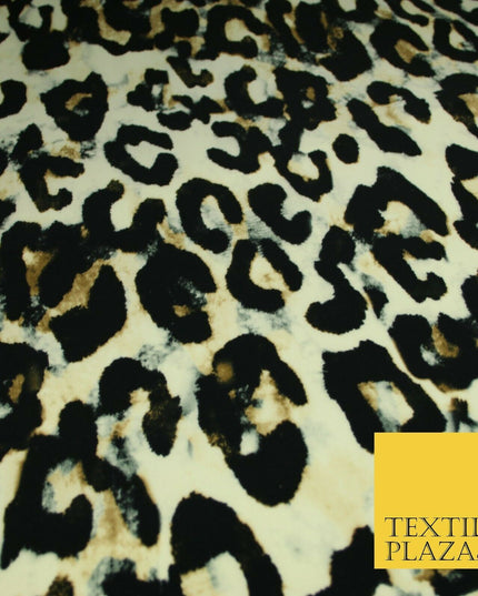 Jungle Leaves Floral Animal Cheetah Print Soft Stretch Jersey Dress Fabric Craft