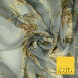Various Floral Printed Gold Metallic Shimmer Georgette Dress Fabric Shaded Drape