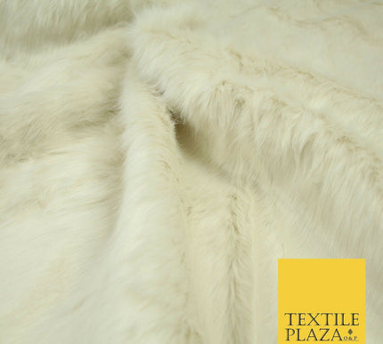 High Quality Luxury IVORY CREAM Suede Backed 1" Long Pile Faux Fur Fabric 2302