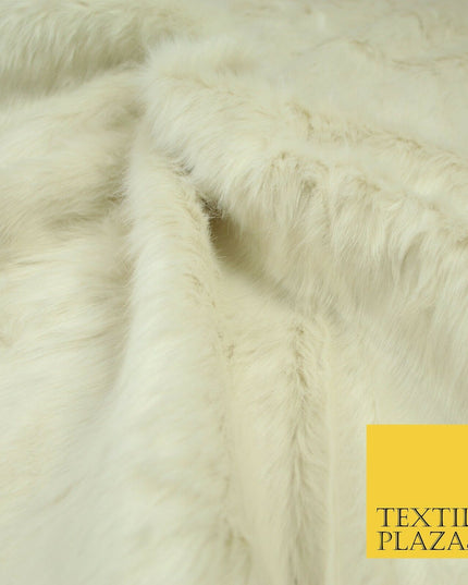 High Quality Luxury IVORY CREAM Suede Backed 1" Long Pile Faux Fur Fabric 2302