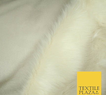 High Quality Luxury IVORY CREAM Suede Backed 1" Long Pile Faux Fur Fabric 2302