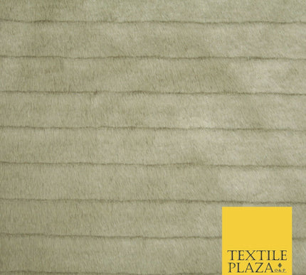 High Quality Luxury TAUPE Striped Lines Silky Short Pile Faux Fur Fabric 2301