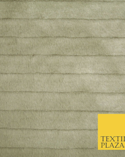 High Quality Luxury TAUPE Striped Lines Silky Short Pile Faux Fur Fabric 2301