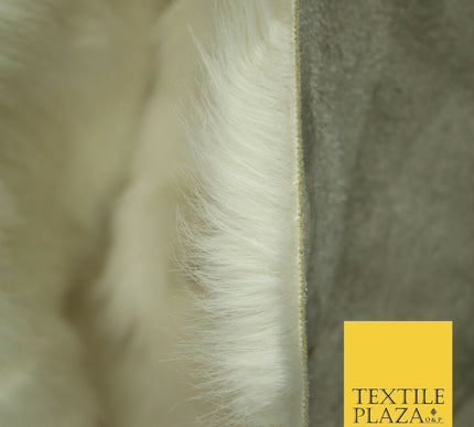 High Quality Luxury IVORY CREAM Suede Backed 1" Long Pile Faux Fur Fabric 2302