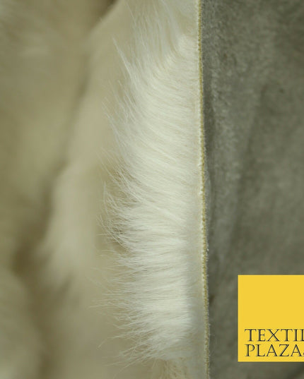High Quality Luxury IVORY CREAM Suede Backed 1" Long Pile Faux Fur Fabric 2302