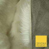 High Quality Luxury IVORY CREAM Suede Backed 1" Long Pile Faux Fur Fabric 2302