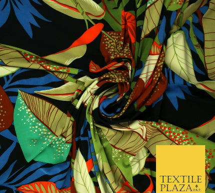 Jungle Leaves Floral Animal Cheetah Print Soft Stretch Jersey Dress Fabric Craft