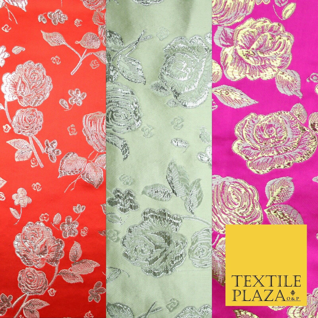 Traditional Oriental Chinese Brocade Metallic Floral Satin Jacquard Fabric 59"